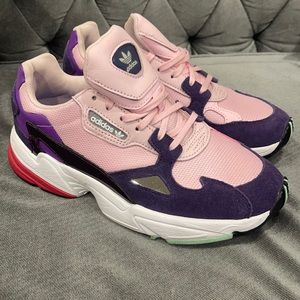 Pink and Purple Adidas Torsion Sneakers